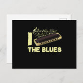 I Liebe Blues Harmonica Musikinstrument Geschenk Postkarte (Vorne/Hinten)