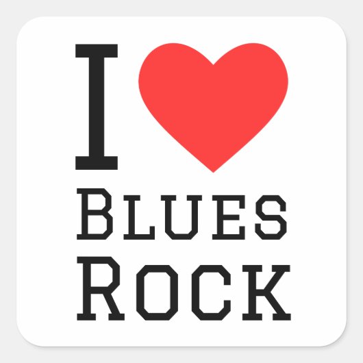 I Liebe Blues Rock Quadratischer Aufkleber (Vorderseite)