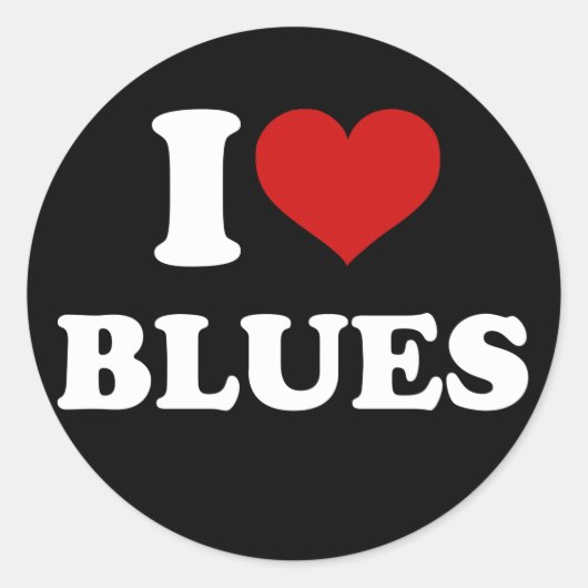 I LIEBE BLUES RUNDER AUFKLEBER (Vorderseite)