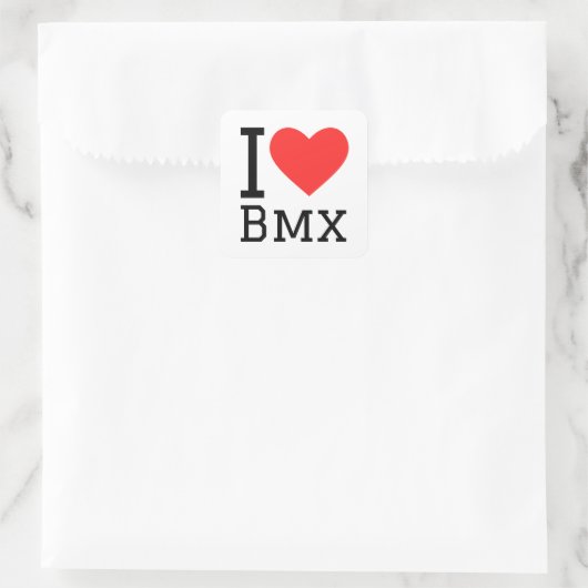 I Liebe bmx Quadratischer Aufkleber (Tasche)
