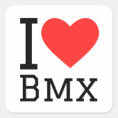 I Liebe bmx Quadratischer Aufkleber (Vorderseite)