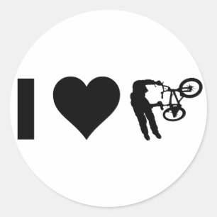 I LIEBE BMX RUNDER AUFKLEBER