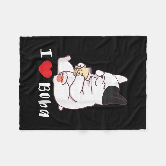 I Liebe Boba Bubble Tee Dog Cut Französisch Bulldo Fleecedecke (Vorderseite (Horizontal))