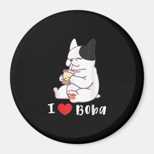 I Liebe Boba Bubble Tee Dog Cut Französisch Bulldo Magnet