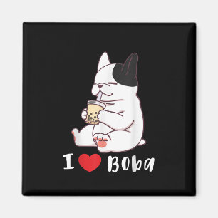 I Liebe Boba Bubble Tee Dog Cut Französisch Bulldo Magnet