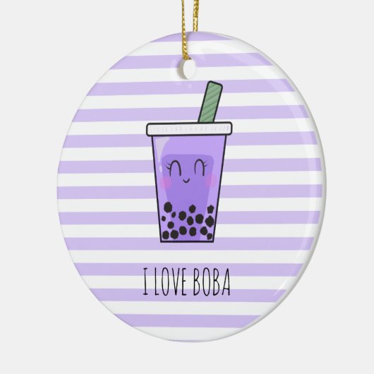 I Liebe Boba Kawaii Bubble Tea Taro Ube Lila Keramik Ornament (Links)