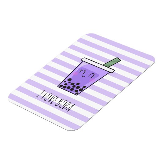 I Liebe Boba Kawaii Bubble Tea Taro Ube Lila Magnet (Linke Seite)