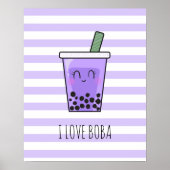 I Liebe Boba Kawaii Bubble Tea Taro Ube Lila Poster (Vorne)