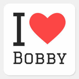 I Liebe bobby Quadratischer Aufkleber