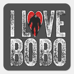 I Liebe Bobo Quadratischer Aufkleber
