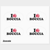 I Liebe Boccia Boule Ovaler Aufkleber (Blatt)