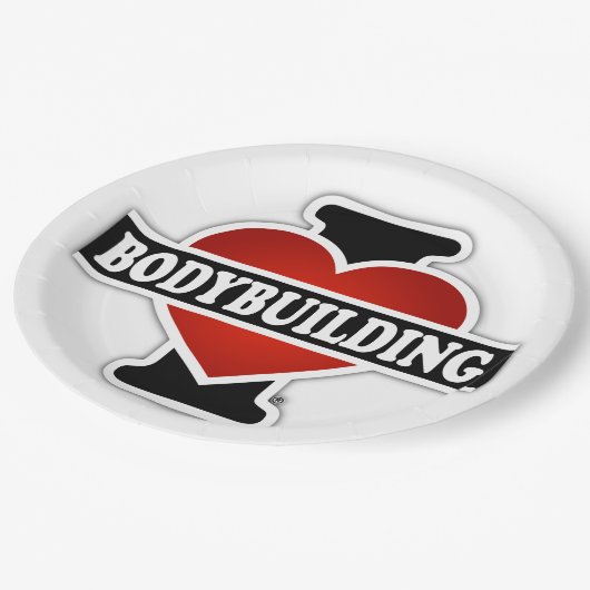 I Liebe-Bodybuilding Pappteller (Schrägansicht)