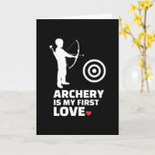 I Liebe Bogenschießen Stilvolle Silhouette Design Karte (Gelbe Blume)