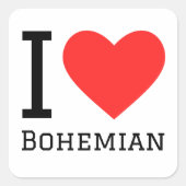 I Liebe bohemiisch Quadratischer Aufkleber (Vorderseite)