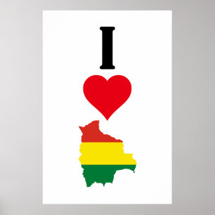 I Liebe Bolivien Vertikal I Herzenlandkarte Poster