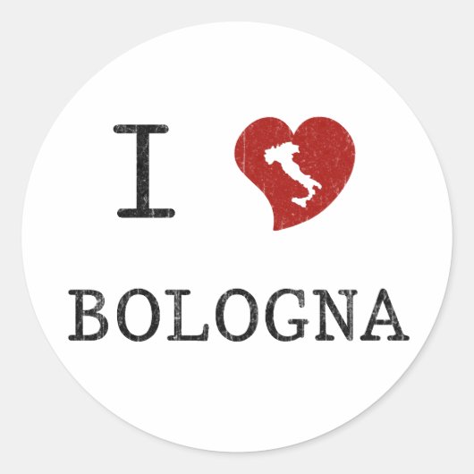 I Liebe Bologna Runder Aufkleber (Vorderseite)