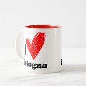 I Liebe Bologna Zwei-Tone-Kaffee-Tasse Zweifarbige Tasse (Vorderseite Links)