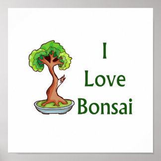I Liebe bonsai in grünem Text schari Baum graphi Poster