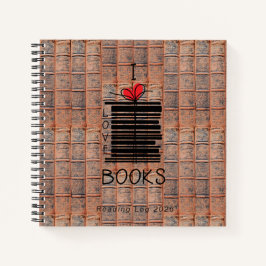 "I Liebe Books" 2026 Leseprotokoll-Notebook Notizblock