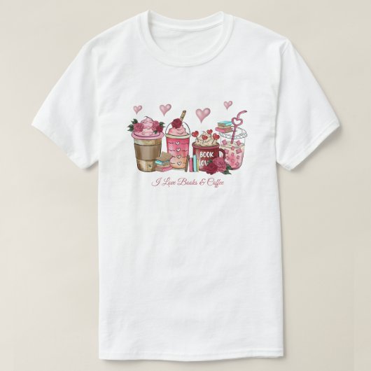 I Liebe Books & Coffee T - Shirt (Design vorne)