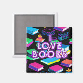 I Liebe Books farbenfroh 2 Magnet (Vorderseite/Rückseite)