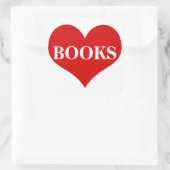 I Liebe Books Quadratischer Aufkleber (Tasche)