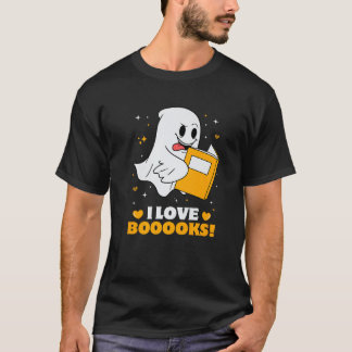 I Liebe Booooks Ghost Reading Books Lehrer Hallowe T-Shirt