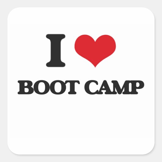 I Liebe Boot Camp Quadratischer Aufkleber (Vorderseite)