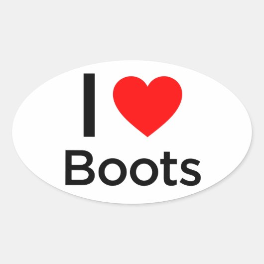 I Liebe Boots Ovaler Aufkleber (Vorderseite)