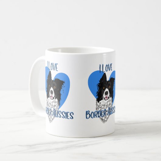I Liebe Border Aussies Enthusiasten Kaffeetasse (Vorderseite Links)