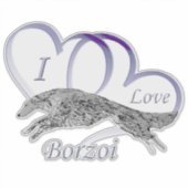I Liebe Borzoi Die Vinyl Sticker schneiden (Vorderseite)