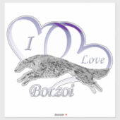 I Liebe Borzoi Die Vinyl Sticker schneiden (Blatt)