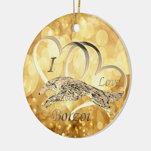 I Liebe Borzoi Weihnachtsschmuck (Links)