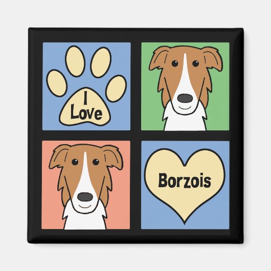 I Liebe Borzois Magnet (Vorne)
