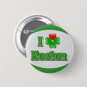 I Liebe Boston - Klee Button (Vorne & Hinten)