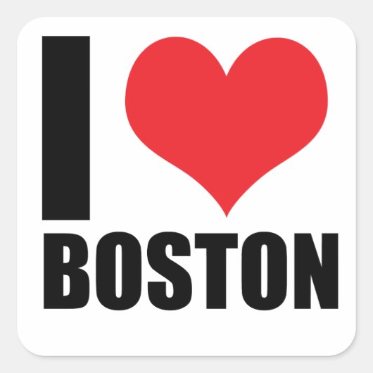 I Liebe Boston Quadratischer Aufkleber (Vorderseite)