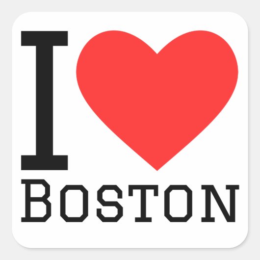 I Liebe Boston Quadratischer Aufkleber (Vorderseite)