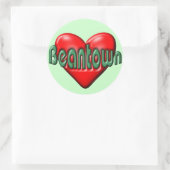 I Liebe Boston Runder Aufkleber (Tasche)