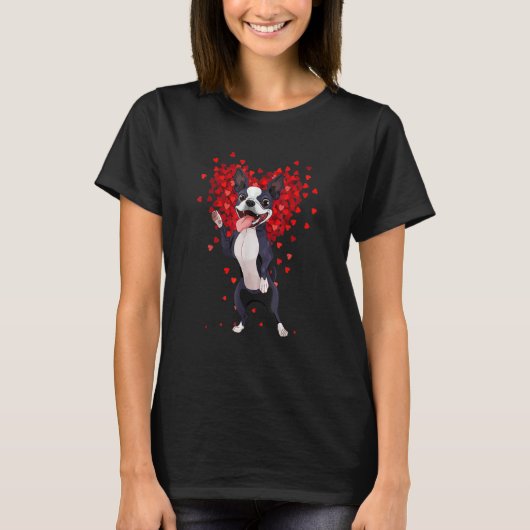 I Liebe Boston Terrier Funny Heart Valentine T-Shirt (Vorderseite)