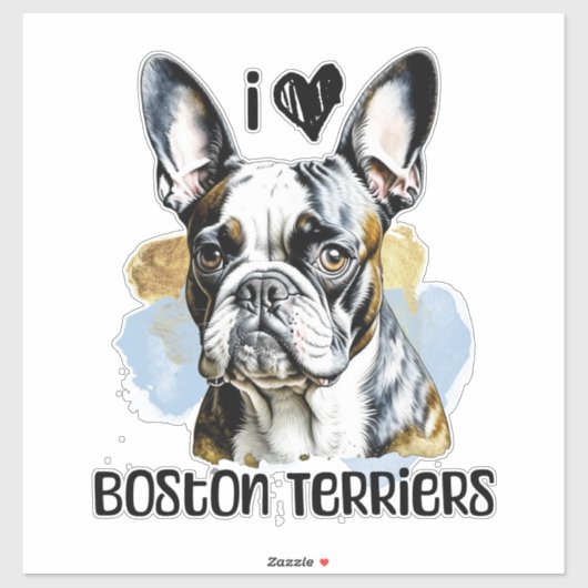 I Liebe Boston Terriers Aufkleber (Blatt)