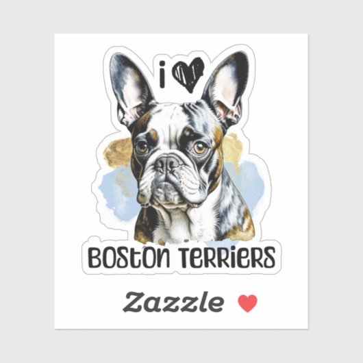 I Liebe Boston Terriers Aufkleber (Blatt)