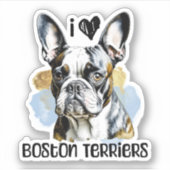 I Liebe Boston Terriers Aufkleber (Vorderseite)
