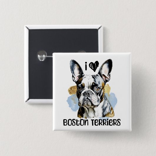 I Liebe Boston Terriers Button (Vorne & Hinten)