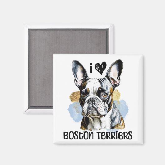 I Liebe Boston Terriers Magnet (Vorderseite/Rückseite)