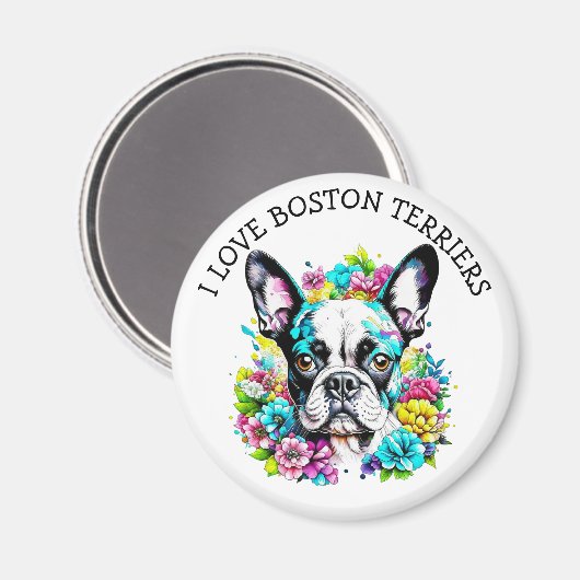 I Liebe Boston Terriers Magnet (Vorderseite/Rückseite)