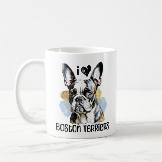 I Liebe Boston Terriers Personalisiert Kaffeetasse (Links)