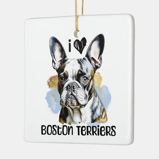 I Liebe Boston Terriers Personalisiert Keramikornament (Links)