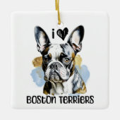 I Liebe Boston Terriers Personalisiert Keramikornament (Vorderseite)