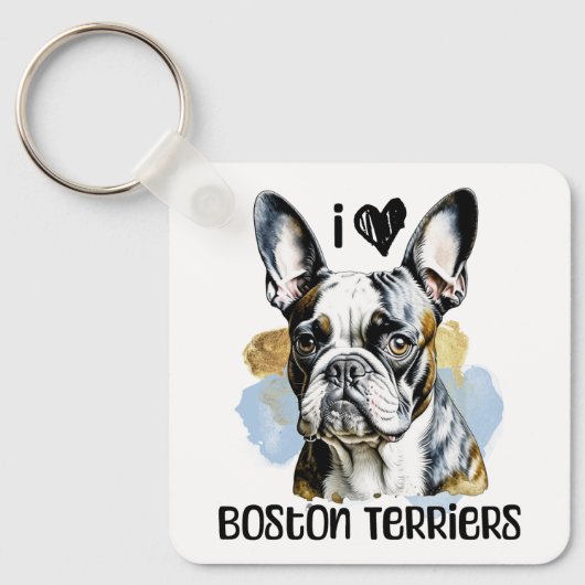 I Liebe Boston Terriers Schlüsselanhänger (Vorderseite)
