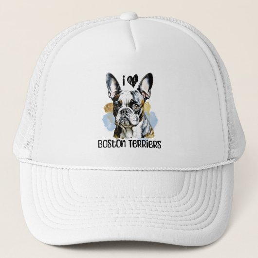 I Liebe Boston Terriers Truckerkappe (Vorderseite)